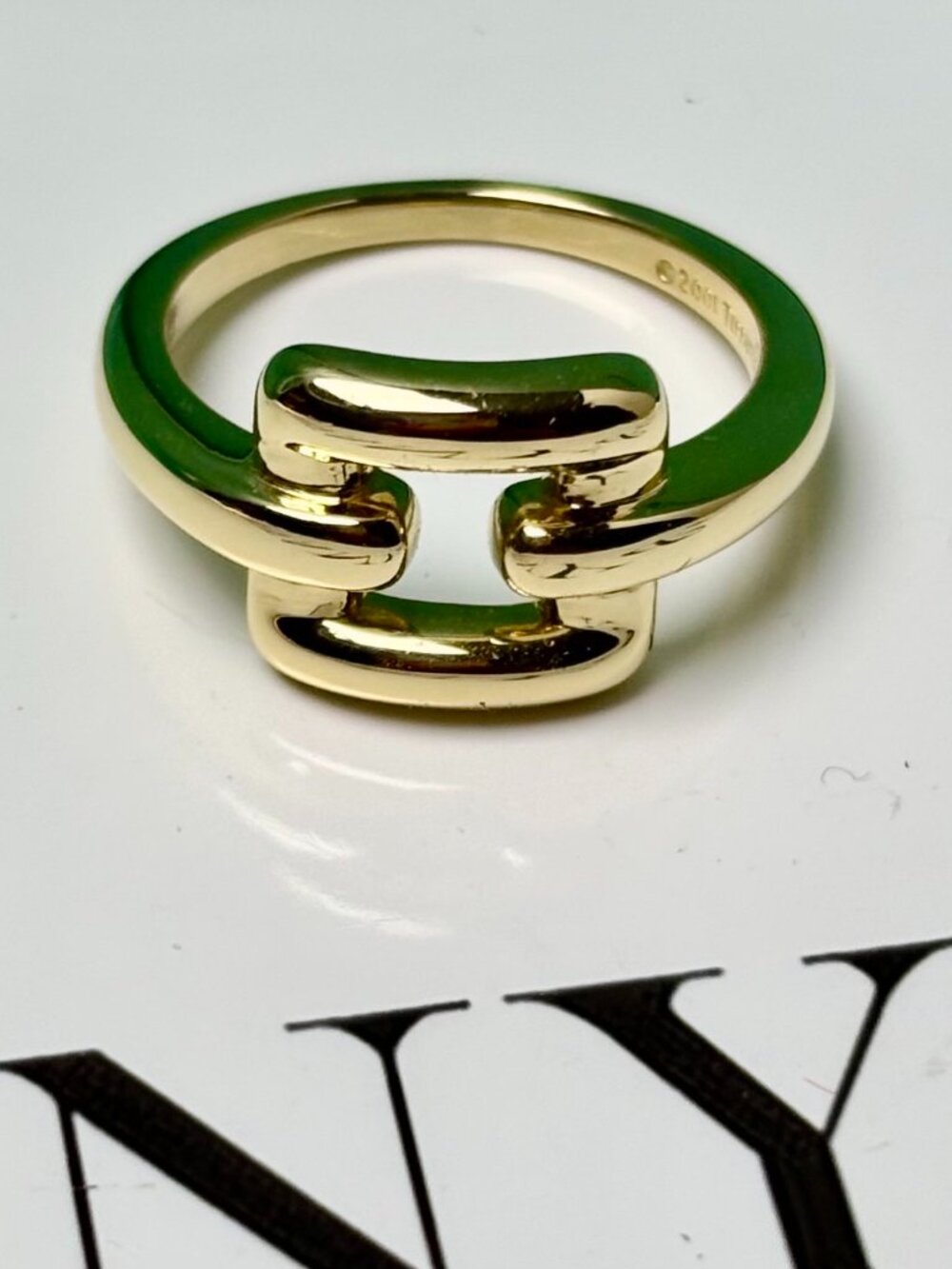 Tiffany & Co.2001 18k /750 Yellow Gold fine Estate Biscayne Buckle Ring.